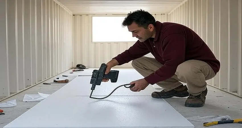 کف سازی و عایق بندی کانکس کافه